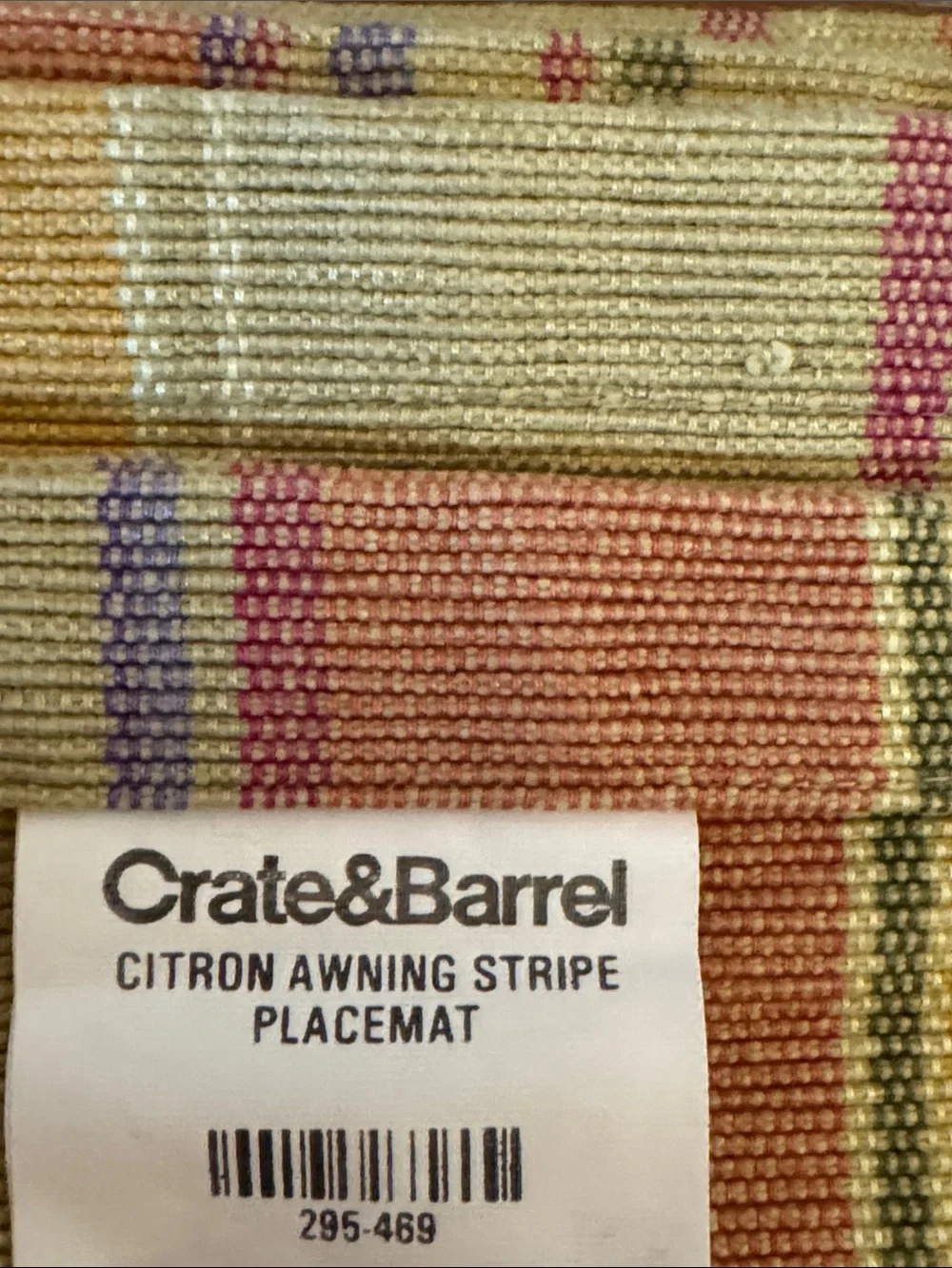 Set of 6 Crate & Barrel Striped Dining Placemats